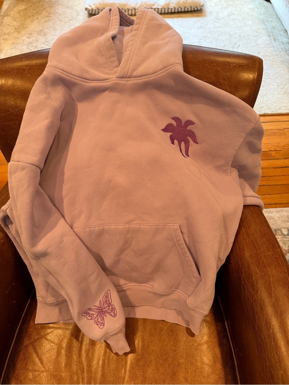 Lavender Pink Palm Puff Hoodie